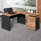 Mesa em L 1,20m com Gaveteiro 3 Gavetas Pés Painel F5 Office