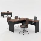 Mesa em L 2 Gavetas Studio Noce Preto