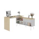 Mesa em L com 1 Porta Basculante Londres Carvalho Branco