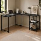 Mesa em L Com prateleira Office em MDF Estilo Insdustrial KLM Store
