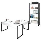 Mesa em L e Estante para Escritório Studio Industrial Branco Mpozenato
