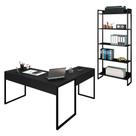 Mesa em L e Estante para Escritório Studio Industrial Preto Mpozenato