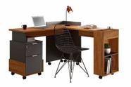 Mesa em L para Escritório Alessa Amêndoa com Chumbo - Lukaliam Móveis