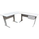 Mesa em L Platina com 2 Gavetas Standard - ULTRA Móveis