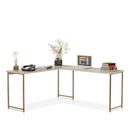 Mesa Em L Sem Prateleira Office Em Mdf Industrial Klm Store Bronze Com Off White