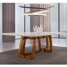 Mesa em Madeira Maciça 220x110cm Tampo Vidro Genova Yescasa