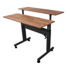 Mesa Ergonômica Dupla Tampo Rústico 4 Rodízios Altura Ajustável