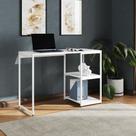Mesa Escritório Berlim Industrial com Prateleira Ferro Branco Tampo 110x46 Branco