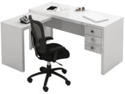 Mesa Escritório de Canto com 3 Gavetas ME4106 Branco - Tecno