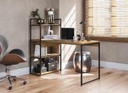 Mesa Escritório Desk Com 3 Prateleiras Freijó/Preto Fosco