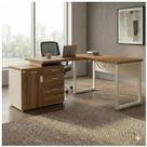 Mesa Escritório em "L" - 1,70x1,50m (Extensível) - com Armário Misto (03 Gav.) - Sevilha / Champanhe - 34604