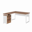 Mesa Escritório em L” c/ Gaveteiro 1,501,50m NOGAL SEVILHA/BRANCO - 34339