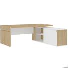 Mesa Escritório Em L Caixa Com Tomada Atria Executiva 200x183cm A02 Carvalho Branco - Lyam Decor Mesa Escritório Em L Caixa Com Tomada Atria Executiva 200x183cm A02 Carvalho Branco - Lyam Decor