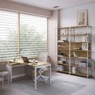 Mesa Escritório Em L Com Balcão E 2 Estantes Industrial Idea A03 Nogal Sevilha Branco - Lyam Decor