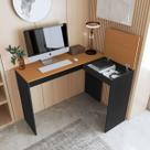Mesa Escritório Em L Com Porta Oculta Escrivaninha De Canto Para Computador Home Office Amplo Espaço Base Firme