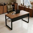 Mesa Escritório Escrivaninha 140cm x 60cm Pés em Metal Tampo 100% MDF Industrial Executive Marrom/Nogal/Preto