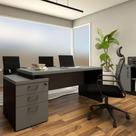 Mesa Escritório Executiva 170cm a 192cm 3 Gavetas Pé Painel F5