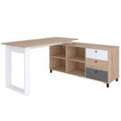 Mesa Escritório Home Office Escrivaninha 03 Gavetas 04 Nichos Next A02 Carvalho Branco - Lyam Decor