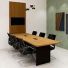 Mesa Escritório p/ Reunião 2,70m e Painel TV MDF F5 Office