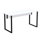 Mesa Escritório P25 TUB Pandin 150 cm (Larg) Tampo MDP Branco Pé Aço Tubular Preto Mesa Escritório P25 TUB Pandin 150 cm (Larg) Tampo MDP Branco Pé Aço Tubular Preto