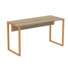 Mesa Escritório P25 TUB Pandin 150 cm (Larg) Tampo MDP Noce Naturalle Pé Aço Tubular Grafito