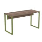 Mesa Escritório P25 TUB Pandin 170 cm (Larg) x 70 cm (Prof) Tampo MDP Walnut Pé Aço Tubular Verde Mesa Escritório P25 TUB Pandin 170 cm (Larg) x 70 cm (Prof) Tampo MDP Walnut Pé Aço Tubular Verde
