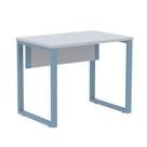 Mesa Escritório P25 TUB Pandin 90 cm (Larg) Tampo MDP Cinza Pé Aço Tubular Azul Dali