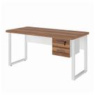 Mesa Escritório PÉ QUADRO 1,20x0,60m - C/ Gavetas - NOGAL SEVILHA / BRANCO - 34320