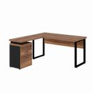 Mesa Escritório PÉ QUADRO em L” c/ Gaveteiro 1,701,60m NOGAL SEVILHA/PRETO 24481
