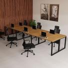 Mesa Escritório Plataforma Trabalho 6 Lugares 4,20m x 1,20m Industrial Executive 100% MDF Pés Metal