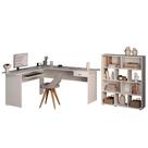 Mesa Escrivaninha 1 Gaveta E Estante 10 Nichos Branco Arly Branco