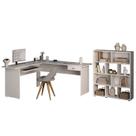 Mesa Escrivaninha 1 Gaveta E Estante 10 Nichos Branco ARLY