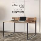 Mesa escrivaninha 100cm pé quadrado Mart Home MH21AE com nichos Amadeirado Escuro Mesa escrivaninha 100cm pé quadrado Mart Home MH21AE com nichos Amadeirado Escuro