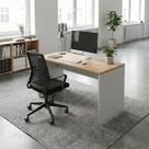 Mesa Escrivaninha 100cm x 60cm com Retangular Pé Painel com Passa Cabos para Computador Notebook Escritório F5 Office