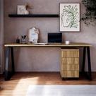 Mesa Escrivaninha 160cm e Gaveteiro com 4 Gavetas e Rodízios Industrial Executive