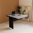 Mesa Escrivaninha Auxiliar Plataforma de Acoplar com Caixa de Tomada para Escritório 90cm Corporate Cinza Sagrado E Preto