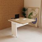 Mesa Escrivaninha Auxiliar Plataforma de Acoplar com Caixa de Tomada para Escritório 90cm Corporate Macadâmia E Branco