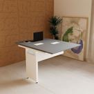 Mesa Escrivaninha Auxiliar Plataforma de Acoplar com Caixa de Tomada para Escritório 90cm Corporate Macadâmia E Branco