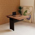 Mesa Escrivaninha Auxiliar Plataforma de Acoplar com Caixa de Tomada para Escritório 90cm Corporate Nogal E Preto