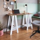 Mesa Escrivaninha Cavalete para Escritório 120cm Mel E Branco