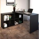Mesa Escrivaninha com Armário Nero Ii 8 Nichos Preto - Artany