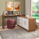 Mesa Escrivaninha com Cômoda Rocher 2 Portas 3 Gavetas Branco/Freijó - Pnr Móveis