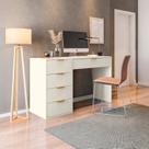 Mesa Escrivaninha com e Porta Objetos Vita 5 Gavetas 136cm Yescasa Off White Branco Mesa Escrivaninha com e Porta Objetos Vita 5 Gavetas 136cm Yescasa Off White Branco