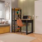 Mesa Escrivaninha com Estante e Licce 4 Prateleiras 120cm Freijó E Preto
