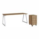 Mesa Escrivaninha com Gaveteiro Concept Home Office Concept 4 Gavetas 160cm Industrial Nogal Sevilha e Branco Marrom