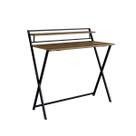 Mesa Escrivaninha Dobrável 1 Prateleira Preto Noce Oro SW014 Placa e Ponto