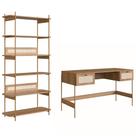 Mesa Escrivaninha e Estante Pé Metal Arlo A10 Hanover/Dourado - Mpozenato