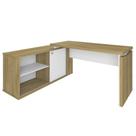 Mesa Escrivaninha em L 135x168cm 1 Porta Sharp A06 Olmo/Branco - Mpozenato