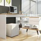 Mesa Escrivaninha em L 2 Gavetas e Nichos MDP Br/Cdk 0747