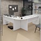 Mesa Escrivaninha em L Canto Arredondado 140cm Branco Mesa Escrivaninha em L Canto Arredondado 140cm Branco